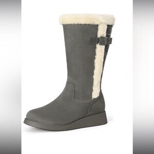 Gray snow Boots mid-calf tall furry warm new in box